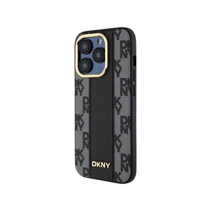 DKNY PU Leather Checkered Pattern Magsafe Apple iPhone 15 Pro DKHMP15LPCPVSLK Black