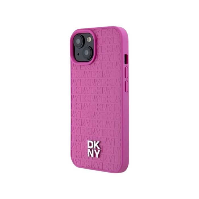 DKNY PU Leather Repeat Pattern Stack Logo Magsafe Apple iPhone 15 DKHMP15SPSHRPSP Pink