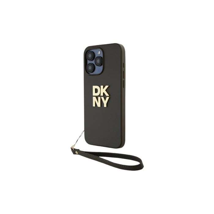 Obal DKNY PU Leather Stack Logo Wrist Strap Apple iPhone 15 Pro Max DKHCP15XPBSWSA hnedý