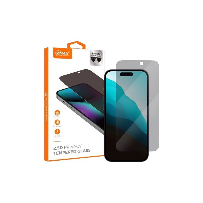 Vmax tempered glass 0.33mm 2,5D high clear privacy glass Apple iPhone 16