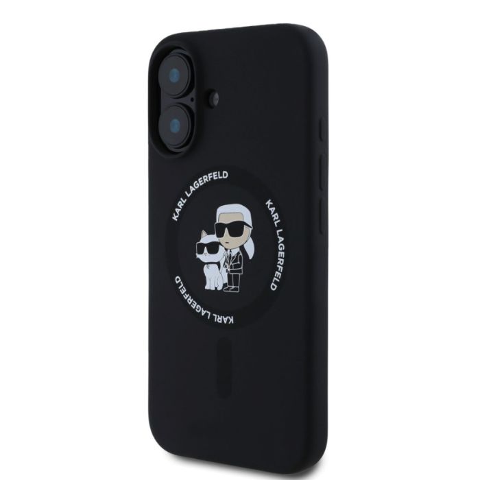 Obal Karl Lagerfeld Liquid Silicone Karl and Choupette MagSafe Apple iPhone 16 KLHMP16SSCMKCRHK čierny
