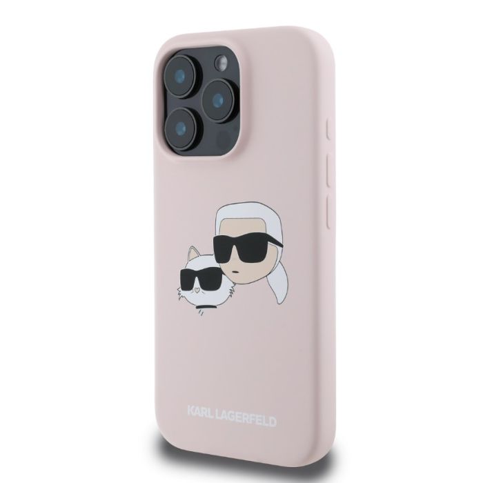 Obal Karl Lagerfeld Liquid Silicone Double Heads MagSafe Apple iPhone 16 Pro Max KLHMP16XSKCHPPLP ružový