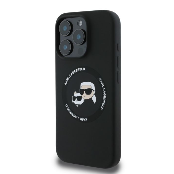 Obal Karl Lagerfeld Liquid Silicone K&CH Heads MagSafe Apple iPhone 16 Pro Max KLHMP16XSKCHTCK čierny