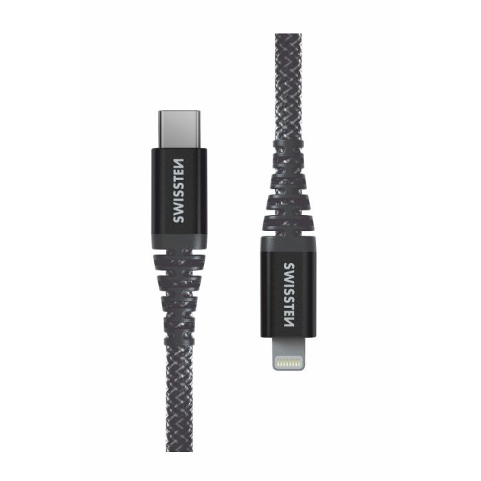 SWISSTEN KEVLAR USB-C/Lightning 3A 60W 1,5m antracit