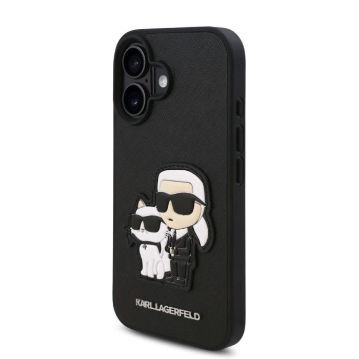 Obal Karl Lagerfeld PU Saffiano Karl and Choupette Apple iPhone 16 KLHCP16SSANKCPK čierny