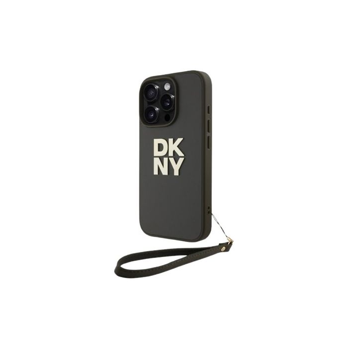 Obal DKNY PU Leather Stack Logo Wrist Strap Apple iPhone 16 Pro Max DKHCP16XPBSWSA hnedý
