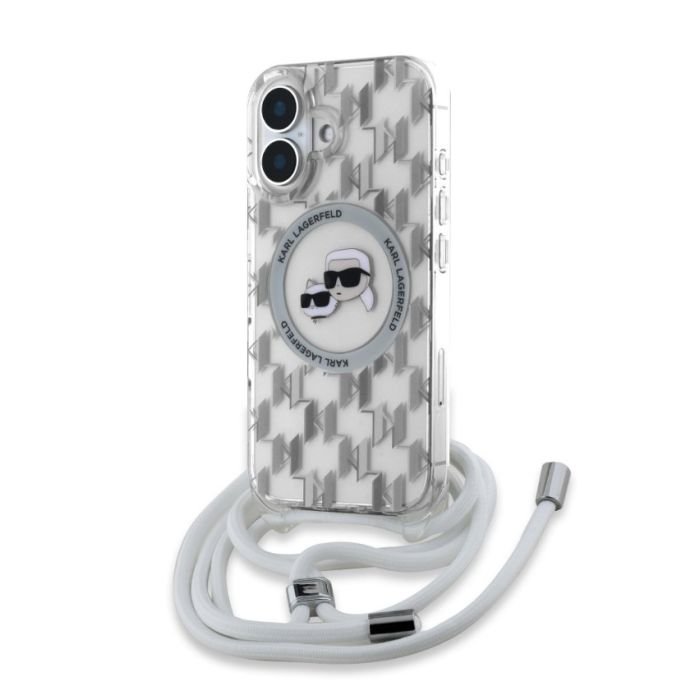 Obal Karl Lagerfeld IML Monogram Crossbody K&CH Heads MagSafe Apple iPhone 16 KLHMP16SHCKCKLCT transparentný