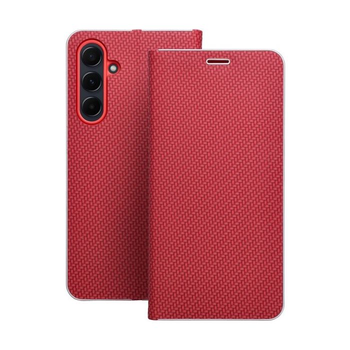 Obal LUNA Book Carbon Samsung Galaxy A36 5G A366 červený
