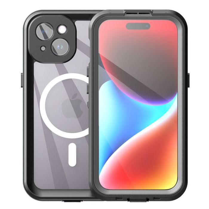 Waterproof case SHELLBOX DOT compatible with MagSafe for IPHONE 15 black