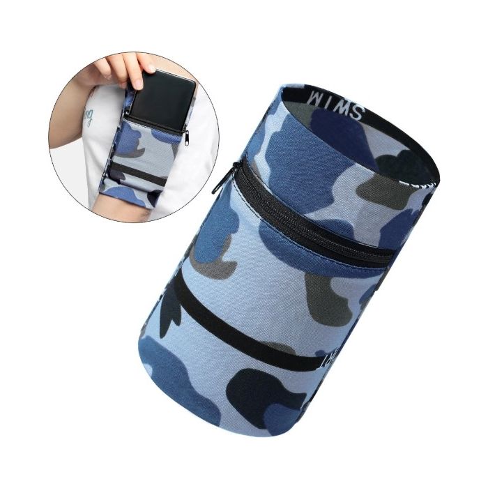 Bežecké puzdro na ruku na mobil/doklady, modrá kamufláž