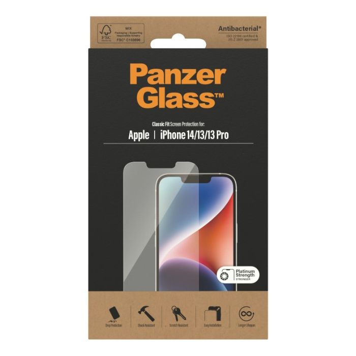 PanzerGlass - Tvrdené sklo AB pre Apple iPhone 16e/14/13 Pro/13, číra
