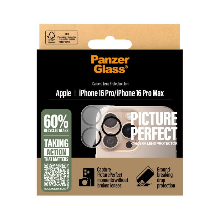 PanzerGlass - Ochranný kryt objektívu PicturePerfect pre Apple iPhone 16 Pro/16 Pro Max, číra