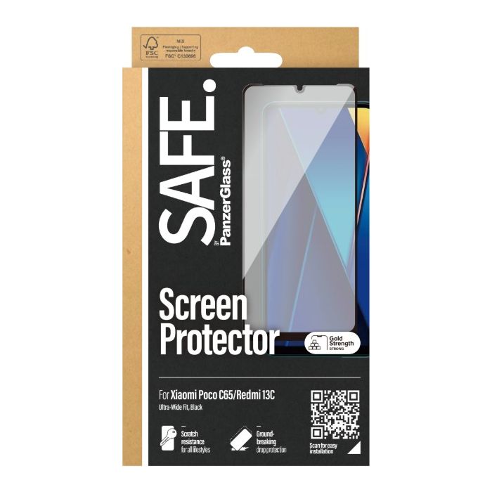 SAFE - Tvrdené sklo UWF pre Xiaomi Redmi 13C 5G, čierna