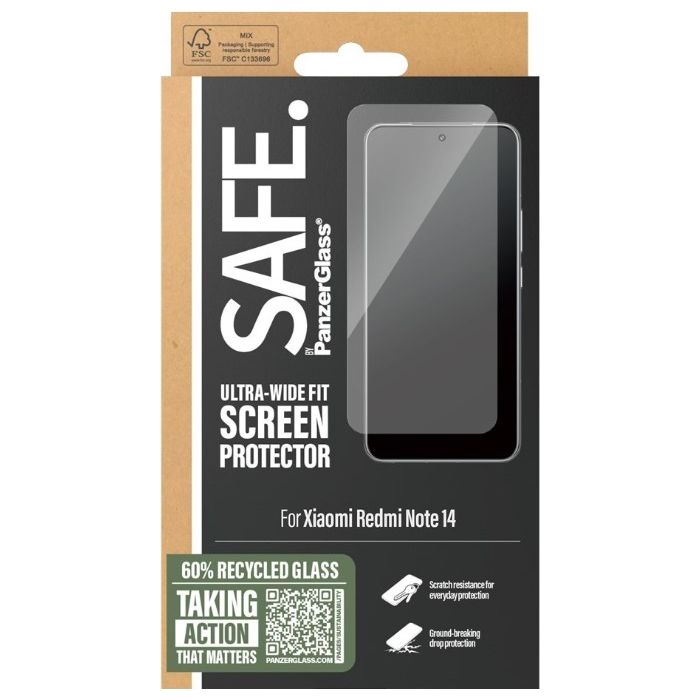 SAFE - Tvrdené sklo UWF pre Xiaomi Redmi Note 14, čierna