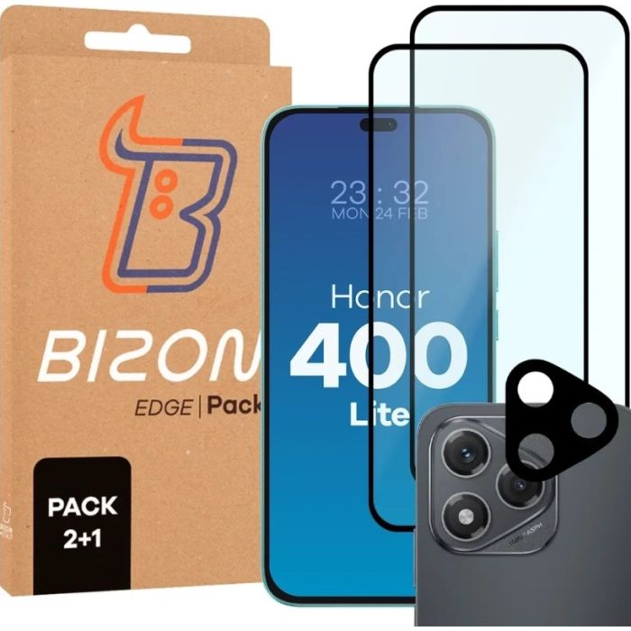 Ochranné sklo Bizon Edge 2 Pack Honor 400 Lite 5G (2+1 ks)