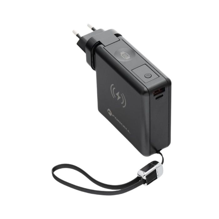 FORCELL F-ENERGY Multi 6v1, 45W USB-A+USB-C, Powerbank 15000mAh, bezdrôtové nabíjanie 15W, čierna