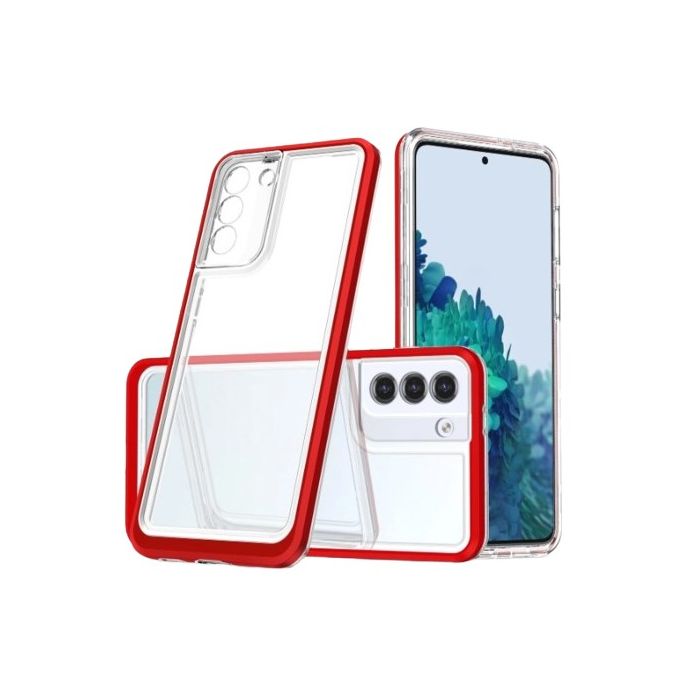 Obal Hybrid Armor 3v1 Samsung Galaxy S21 5G G991 transparentno-červený