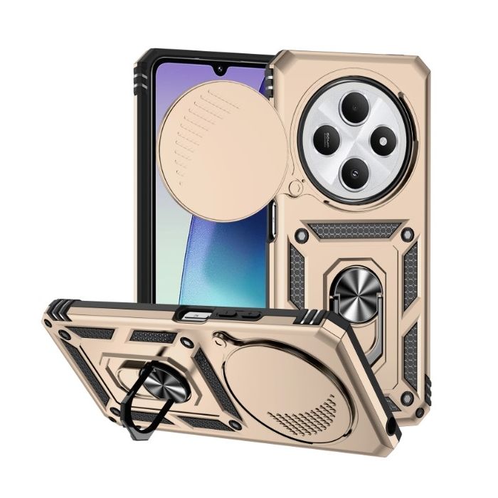 Obal Camshield Ring Armor Xiaomi Redmi 14C/POCO C75 zlatý