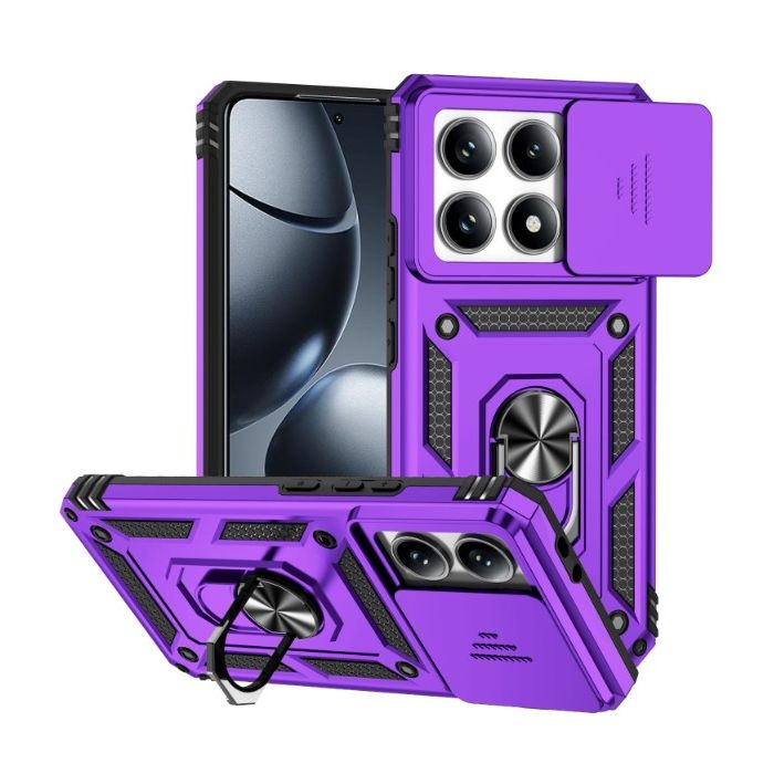 Obal Camshield Ring Armor Xiaomi 14T 5G fialový