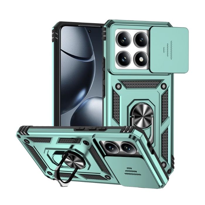 Obal Camshield Ring Armor Xiaomi 14T Pro 5G zelený 