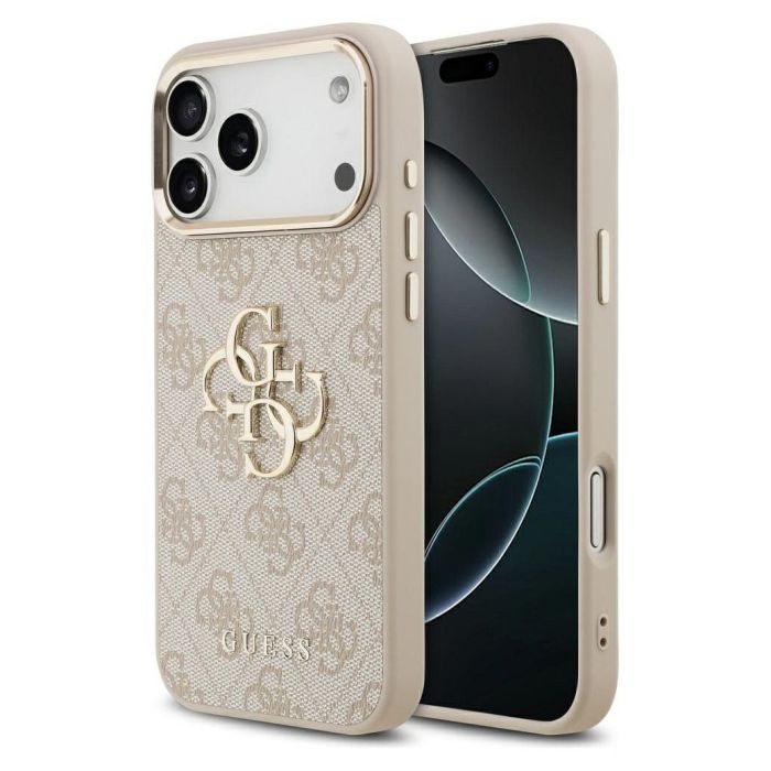 Obal Guess PU Leather 4G Metal Logo Gold Frame Apple iPhone 17 Pro Max GUHCP17X4GMGCPI ružový