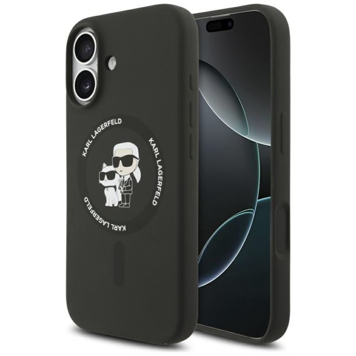 Karl Lagerfeld Liquid Silicone Karl and Choupette MagSafe iPhone 17 Black