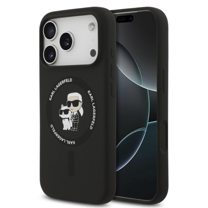 Obal Karl Lagerfeld Liquid Silicone Karl and Choupette MagSafe Apple iPhone 17 Pro Max KLHMP17XSCMKCRHK čierny