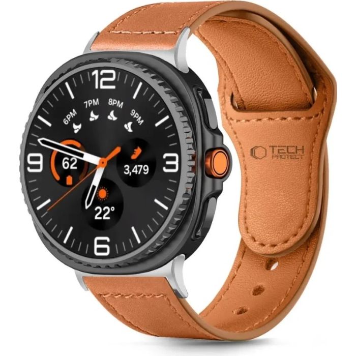 Remienok Tech-Protect Leatherfit Samsung Galaxy Watch 8/Classic 40/44/46mm hnedý