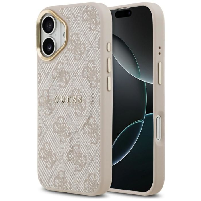 Obal Guess PU Leather 4G Gold Frame MagSafe Apple iPhone 17 GUHMP17SP4MSEGCP ružový