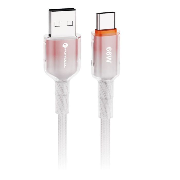 FORCELL F-ENERGY C352 Gradient, USB-A/USB-C, QC4.0 3A 66W, 1m, biely