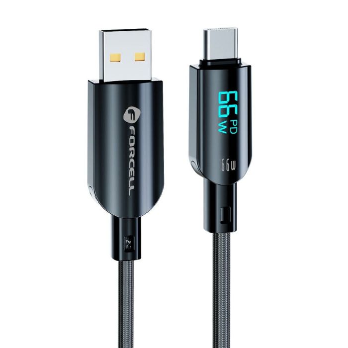 FORCELL F-ENERGY C272 cable USB A to Type C QC4.0 3A 66W Digital 1,2 m black