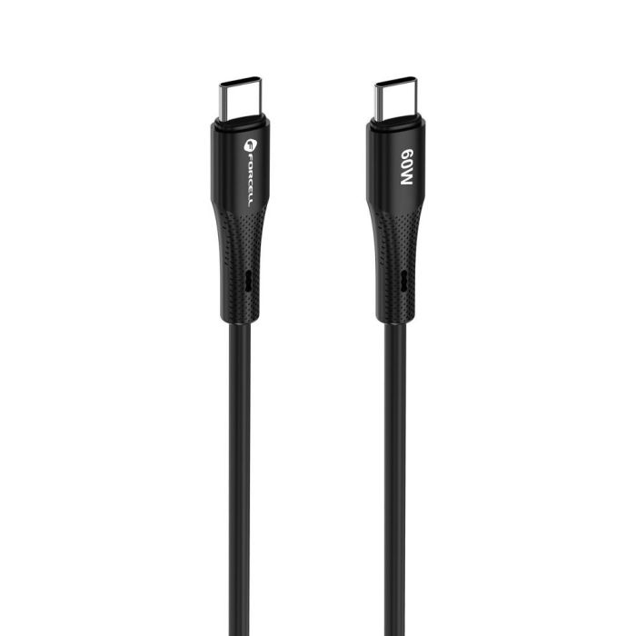 FORCELL F-ENERGY C344 Silicone, USB-C/USB-C, QC4.0 PD 3A 60W, 1m, čierny
