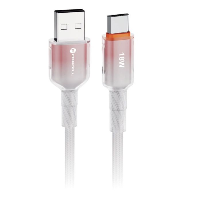 FORCELL F-ENERGY C351 Gradient, USB-A/MicroUSB, QC3.0 2,4A 18W, 1m, biely