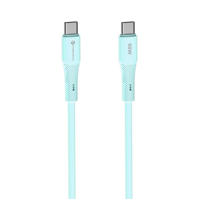FORCELL F-ENERGY C344 Silicone, USB-C/USB-C, QC4.0 PD 3A 60W, 1m, modrý