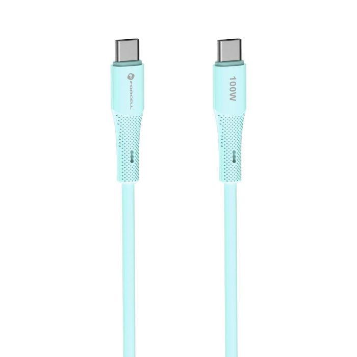 FORCELL F-ENERGY C347 Silicone, USB-C/USB-C, QC4.0 PD 5A 100W, 1m, modrý
