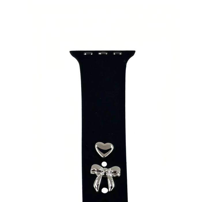 Pin Charms, ozdoba na remienok hodiniek, mašľa, strieborná