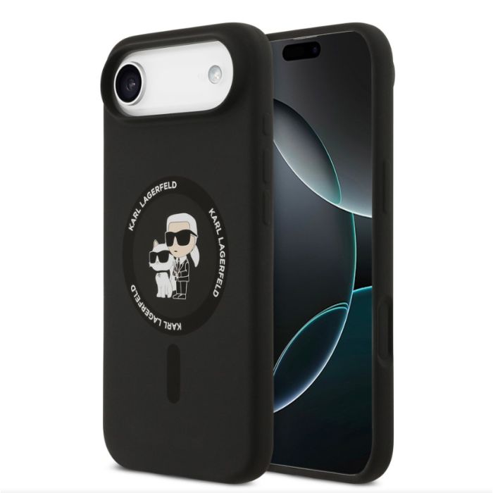 Obal Karl Lagerfeld Liquid Silicone Karl and Choupette MagSafe Apple iPhone 17 Air KLHMP17MSCMKCRHK čierny