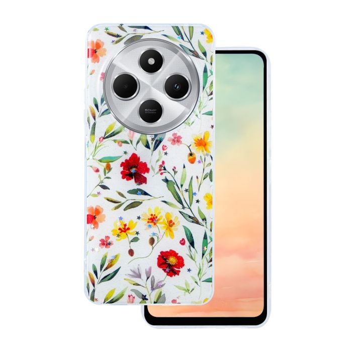 Glow Glam TPU Xiaomi Redmi A5 Global kvety - biele