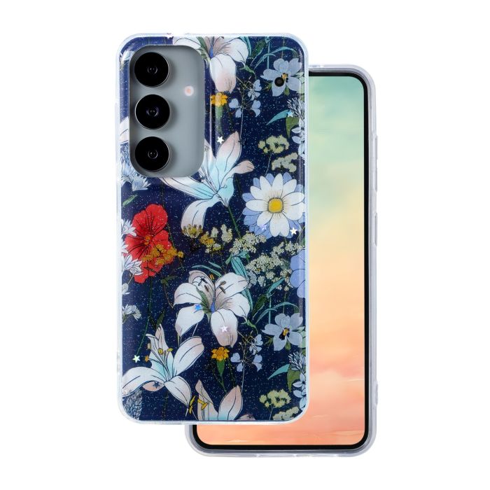 Glow Glam TPU Samsung S25 S931 kvety - modré