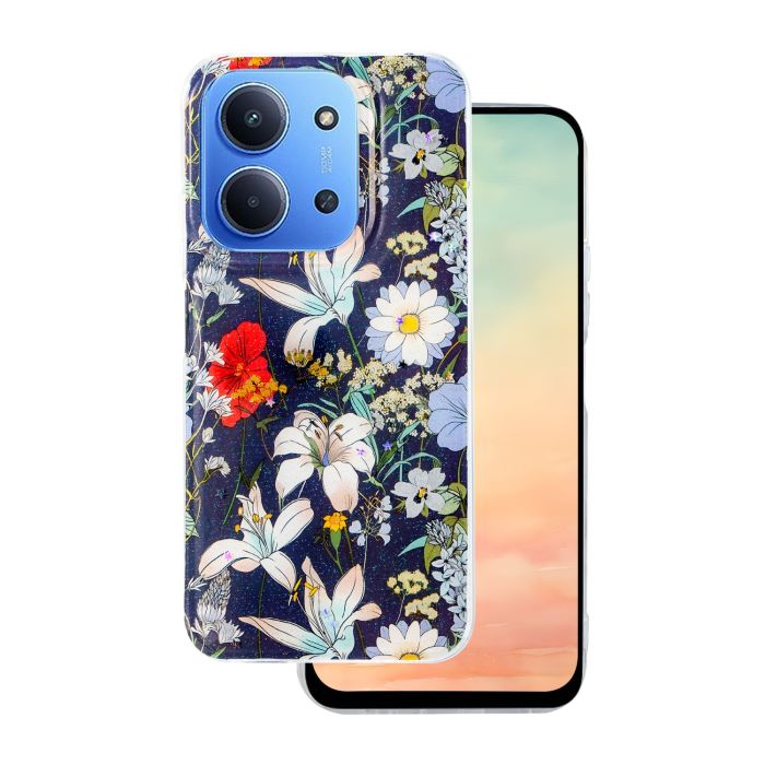 Glow Glam TPU Xiaomi Redmi 15C/Poco C85 kvety - modré