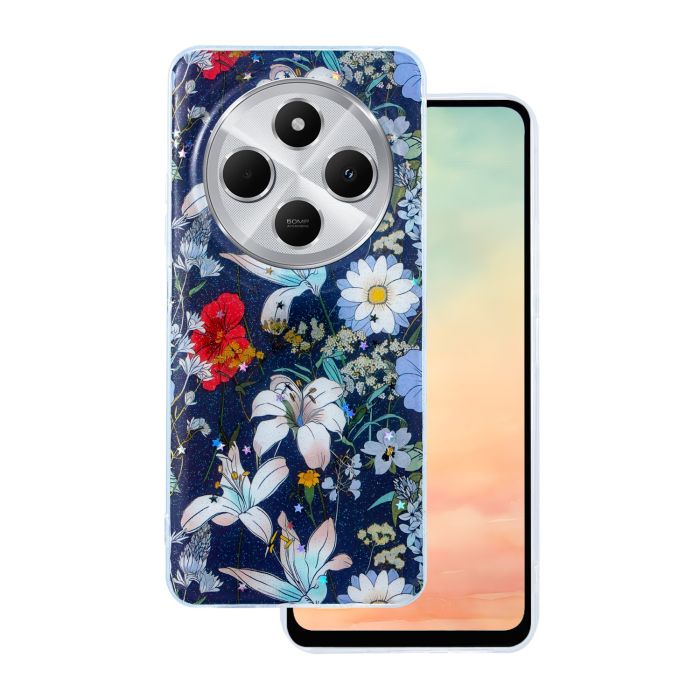 Glow Glam TPU Xiaomi Redmi A5 Global kvety - modré