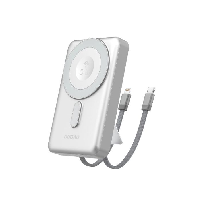 Dudao K29 Powerbank, 10000mAh PD 20W MagSafe, USB-C/Lightning káble, strieborná