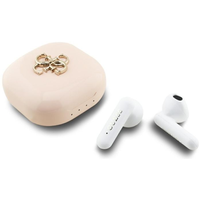 Guess 4G Metal Logo TWS bezdrôtové slúchadlá GUTWSJ7HE4GP ružové