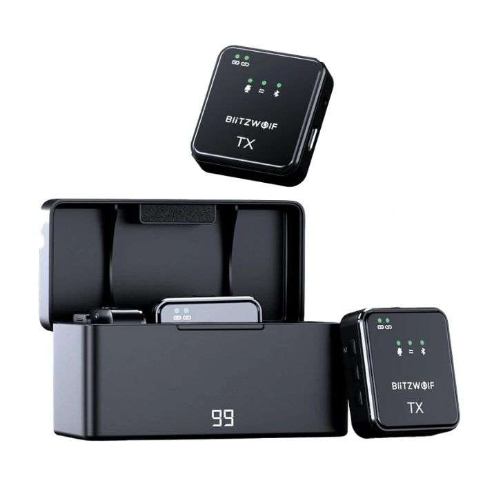 BlitzWolf, BW-SX63, 1000mAh, čierna - sada bezdrôtových mikrofónov