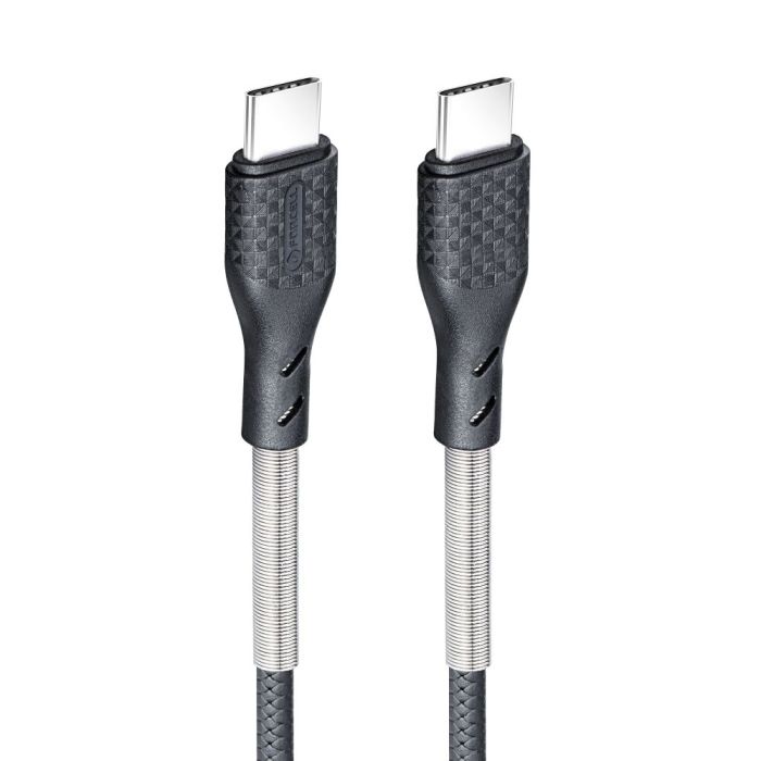 Opletený kábel ForCell F-ENERGY Carbon CB-04C PD QC4.0 5A 240W 1 m USB-C/USB-C - čierny