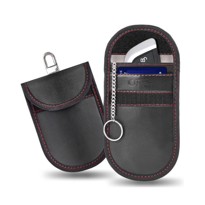 Tech-Protect KLR100 Pouch Keyless RFID, obal na blokovanie signálu(Faradayova klietka), čierno červený