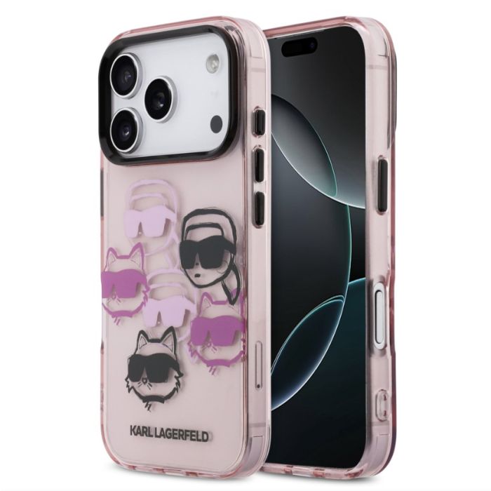 Obal Karl Lagerfeld IML Multi K&CH Heads Apple iPhone 17 Pro KLHCP17LHMCHKCOP ružový