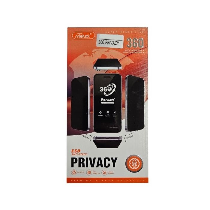 Ochranné sklo Mietubl 5D Privacy/Antispy 360 Apple iPhone 13/13 Pro/14/16e čierne