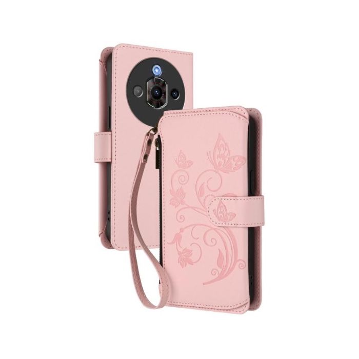 Obal Wallet Book ZTE Nubia Focus Pro 5G motýľ ružový