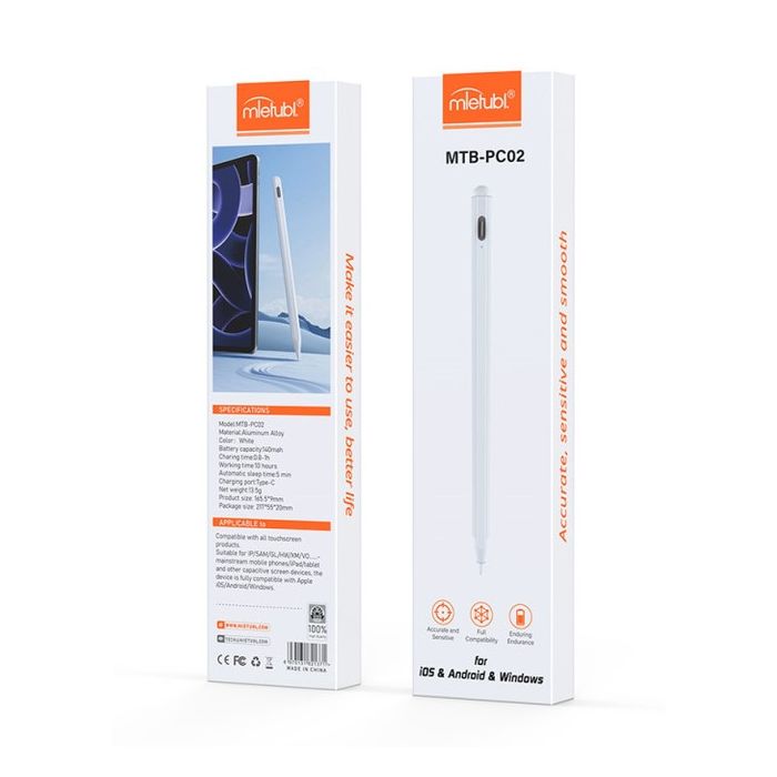 MIETUBL Stylus MTB-PC02, aktívny Stylus, pre iPad a Android, biely